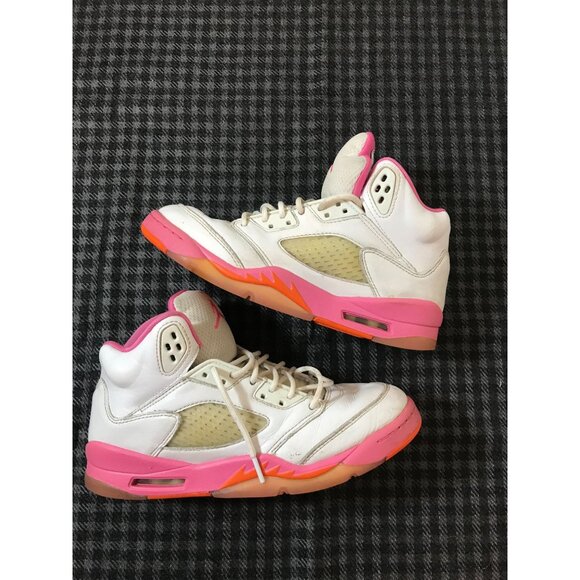 Nike Air Jordan 5 Retro GS White / Pink / Orange High-Top Sneakers Size 6Y Youth - Picture 7 of 9